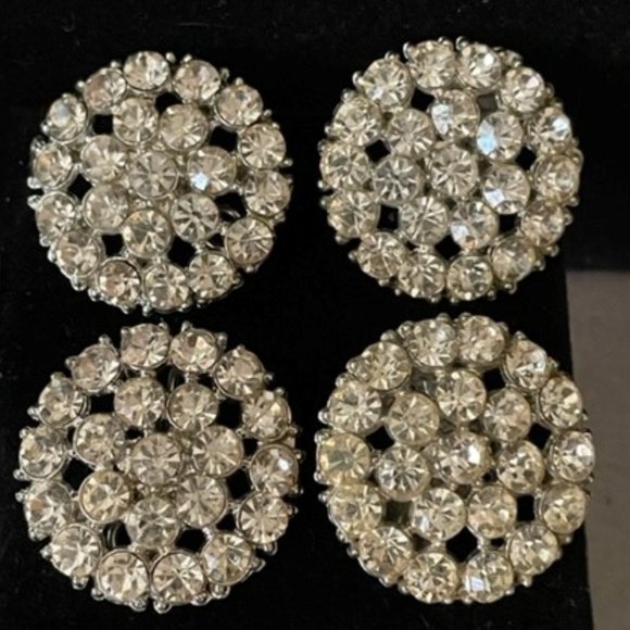 4 Rhinestone High Dome Buttons from the 1930's Each One Beautiful and Perfect
